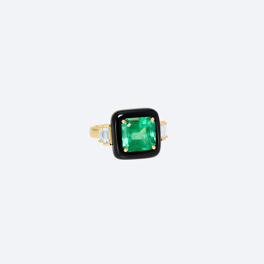 Onyx Emerald Ring