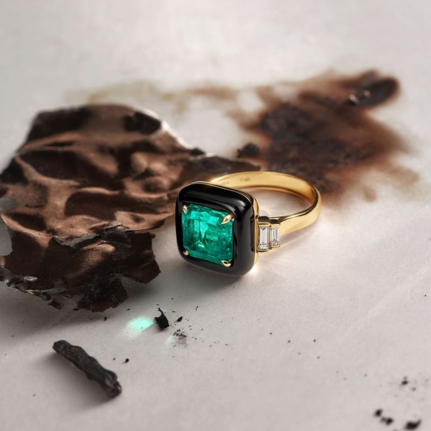 Onyx Emerald Ring