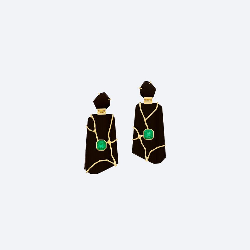 Kintsugi Emerald Earrings