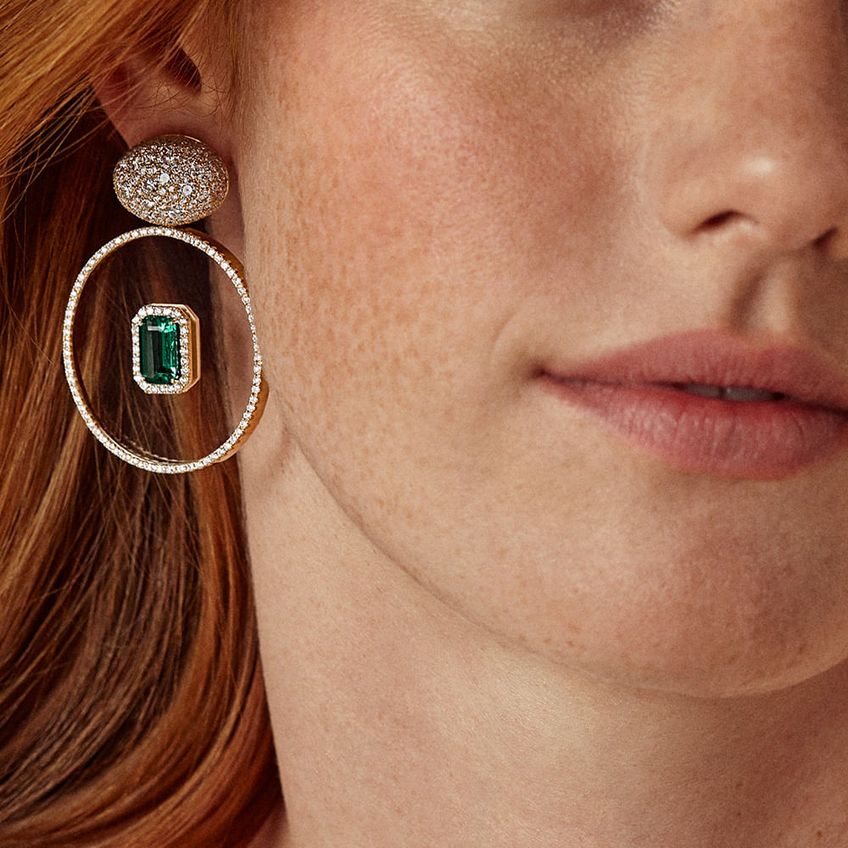 Illusion Emerald Earrings