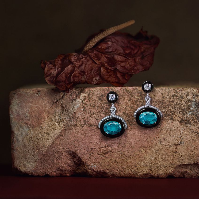 Tourmaline And Onyx Earrings