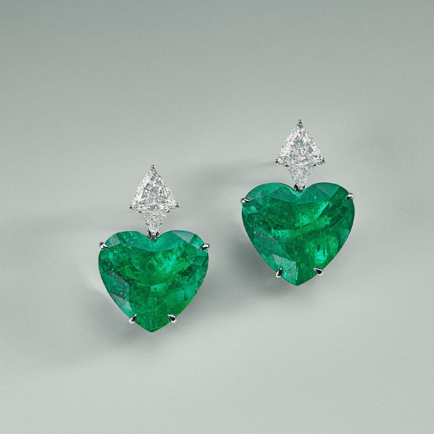 Heart Emerald Earrings