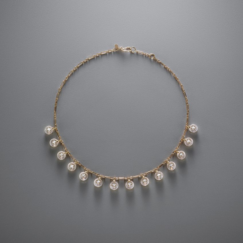 Seven Chakras Rock Crystal Diamond Necklace