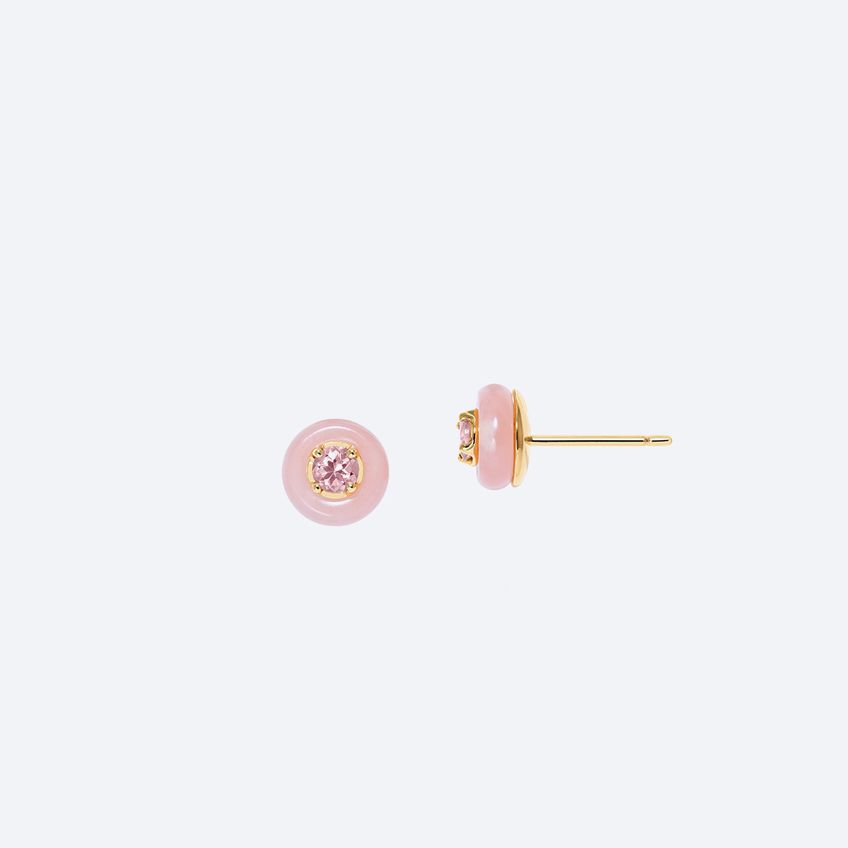 Frames Stud Pink Quartz Mini Earrings