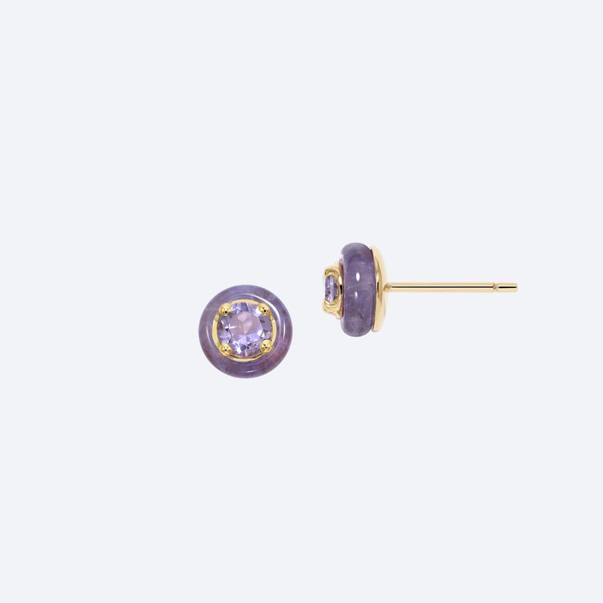 Frames Stud Amethyst Earrings